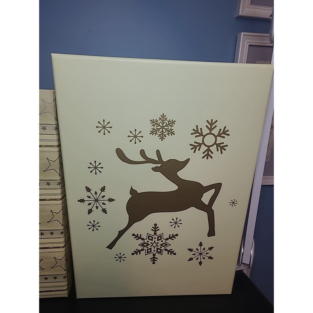 3 Christmas Nesting Gift Boxes Holiday Golden Reindeer stars Storage Gift - Picture 3 of 16